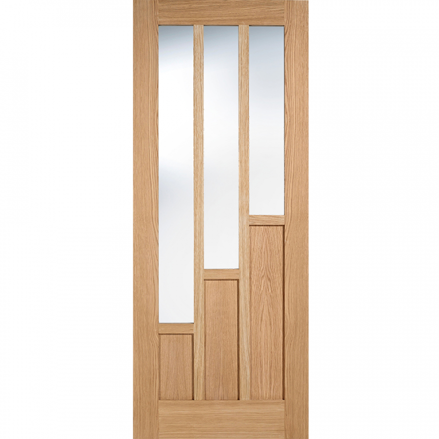 LPD Coventry Fully Finished Oak 3 Light Clear Glass Internal Door