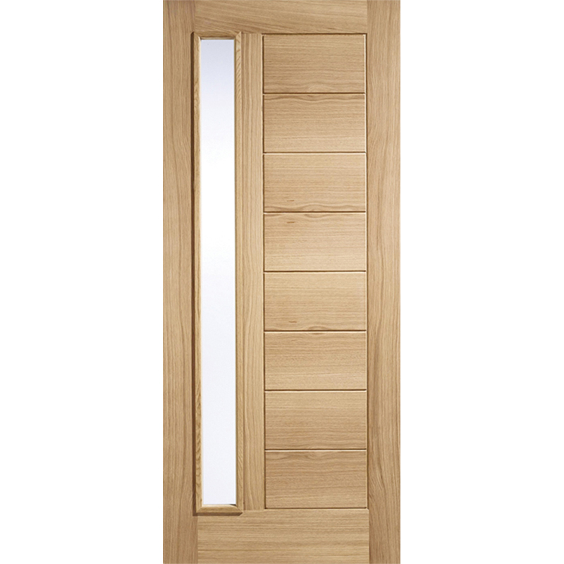 LPD Goodwood 8 Panel Contemporary Unfinished Natural Oak 1 Light Obscure Glass External Front Door