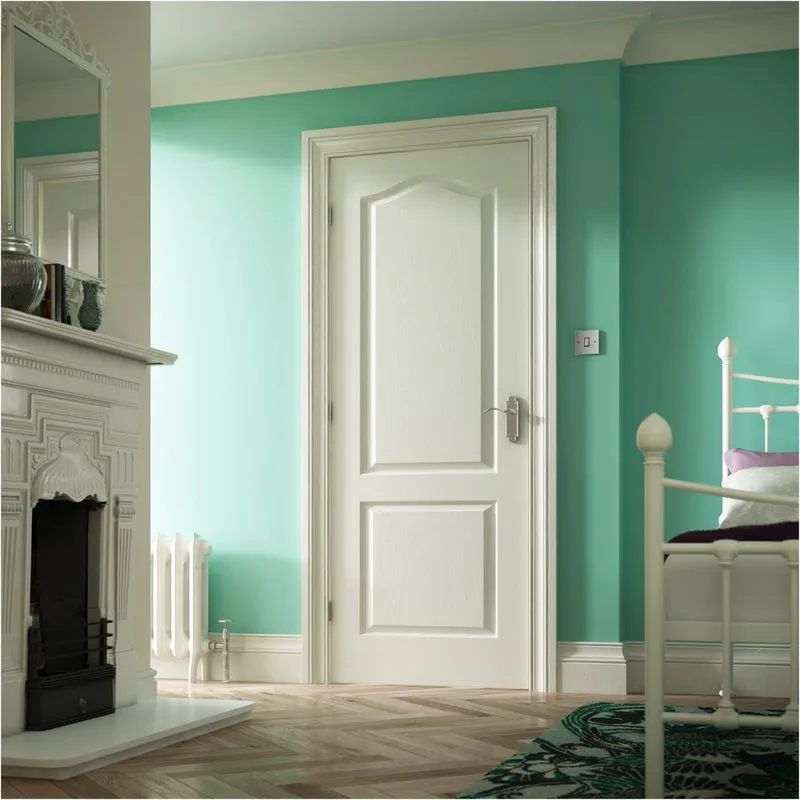 2 Panel Classique Premdor White Primed 2 Panel Arch Top Textured FD30 Fireshield Door ...