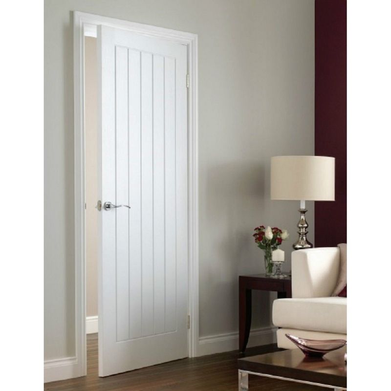 Premdor Internal White Primed VERTICAL 5 PANEL Moulded Textured Cottage