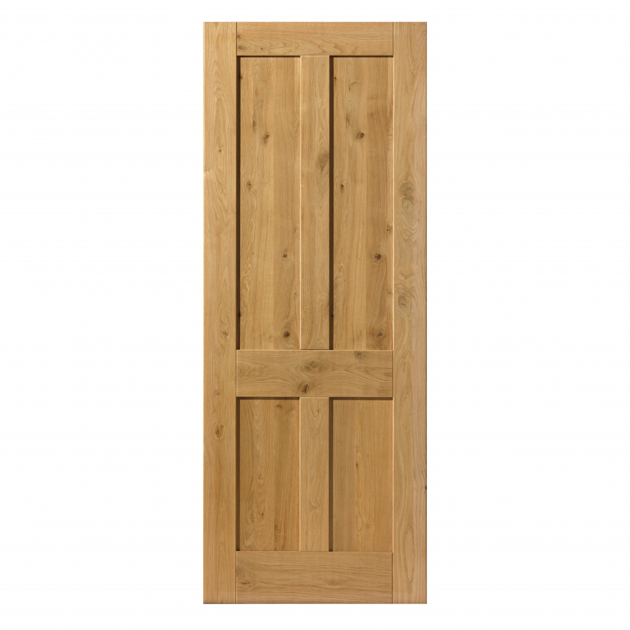 JB Kind Rustic Victorian 4 Panel Fully Finished Knotty Oak Internal Door