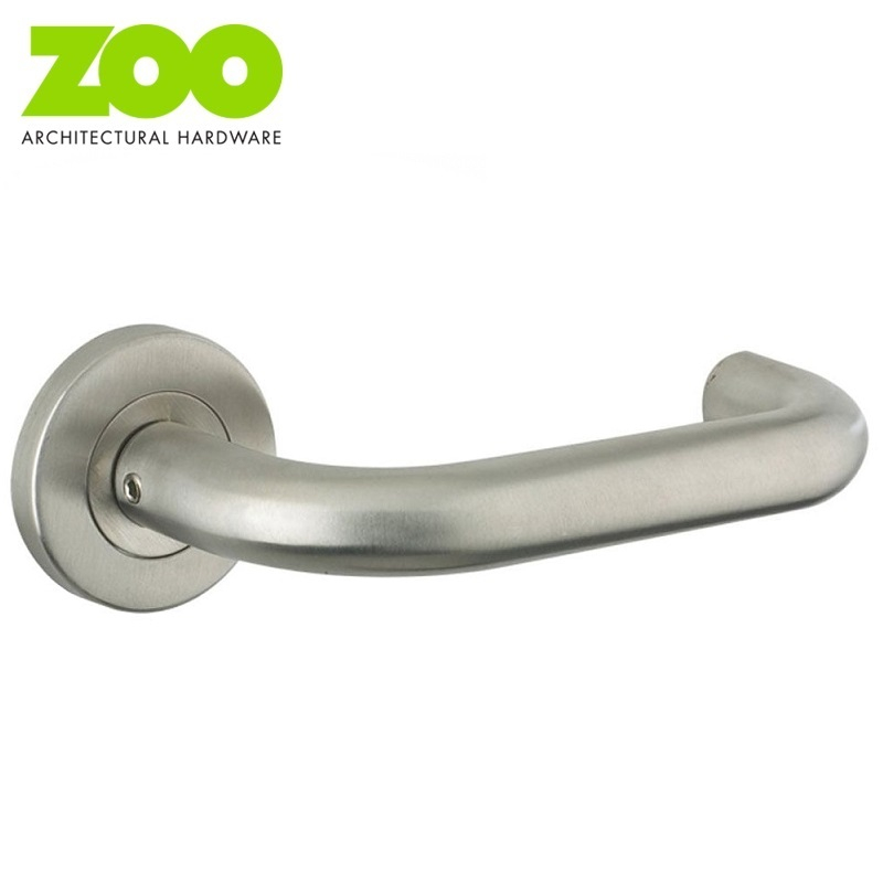RTD Grade 201 Stainless Steel Fire Rated Lever on Rose Door Handle Pair
