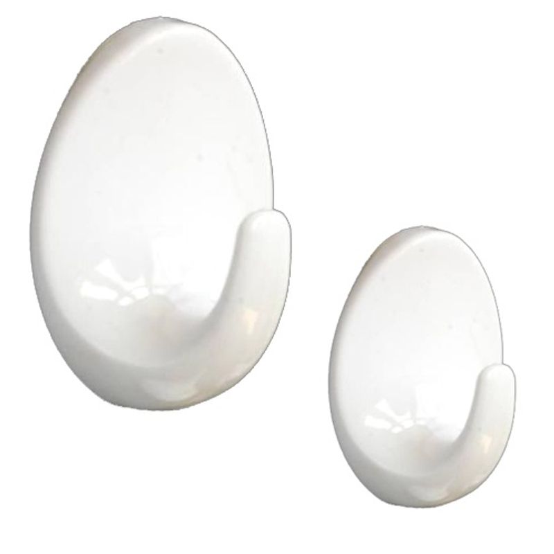 Securit 10 x White Oval Self Adhesive Door Hooks Large Door Superstore®