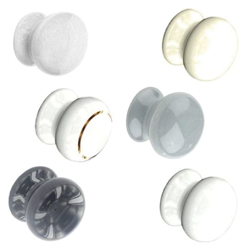 Securit 2 x Ceramic Cupboard Door and Drawer Pull Knobs 35mm BEIGE