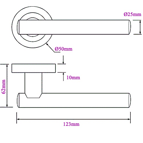 STRAIGHT Devon Internal Door Handle Pair Lever on Rose Dual Chrome D23 ...