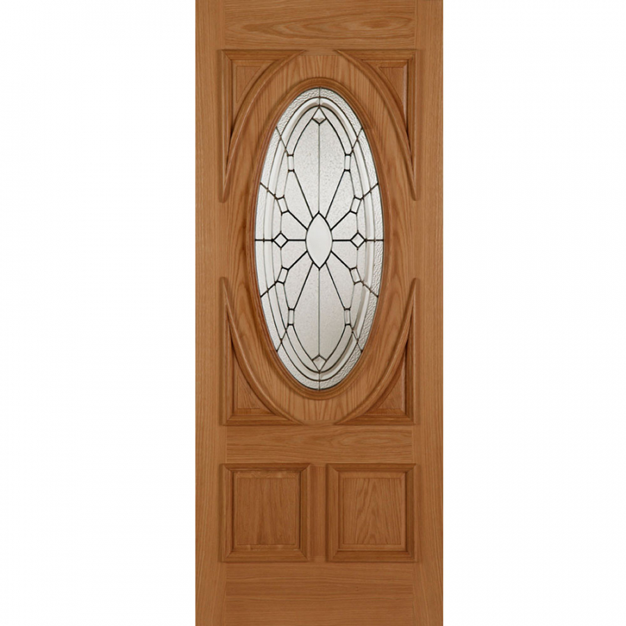 Mendes Sovereign 7 Panel Edwardian/1930s Unfinished Natural Oak 1 Light Decorative Glass External Front Door - 1981mm x 838mm (78x33 inch)