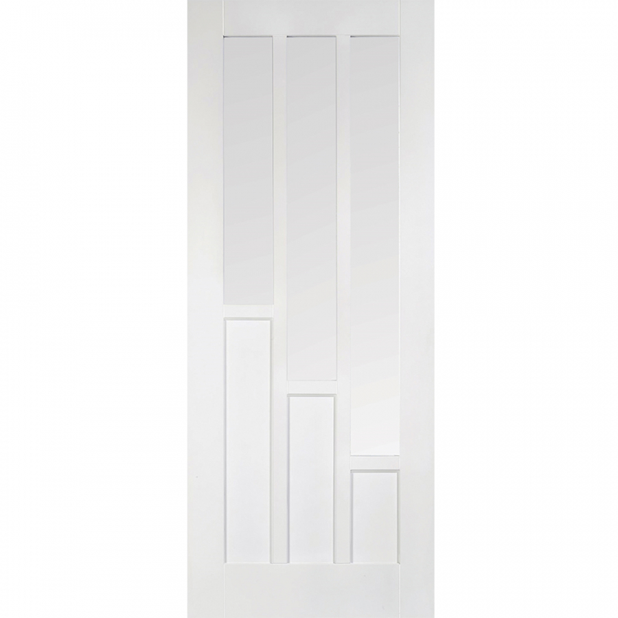 LPD Coventry White Primed 3 Light Clear Glass Internal Door