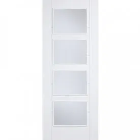 LPD Internal White Primed Vancouver 4 Panelled Glass Fire Door