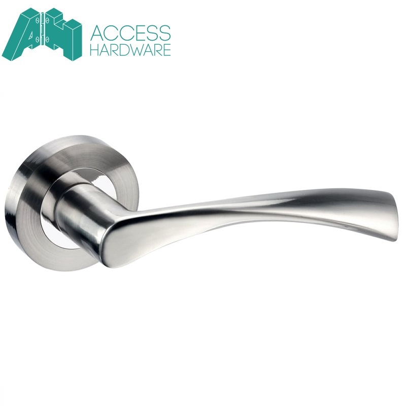 WINGED Dual Chrome Door Handle Pair Lever on Rose D22