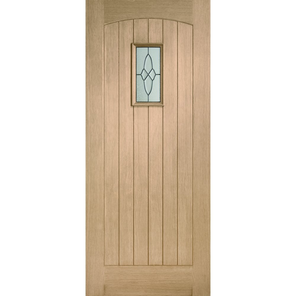 XL Joinery External Oak COTTAGE Triple Glazed M&T Door with Brass Caming (30" x 78")