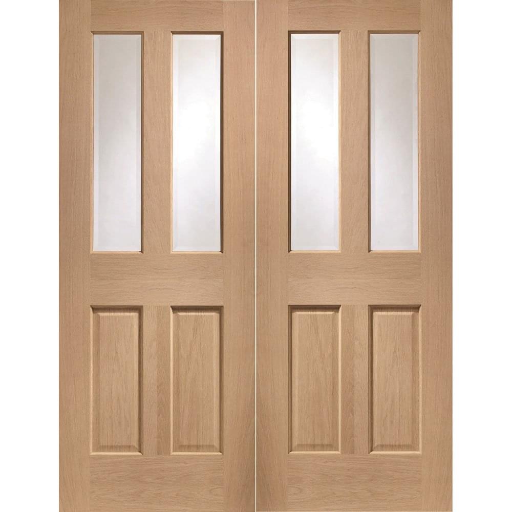XL Joinery Malton Unfinished Oak Glass Internal Door Pair