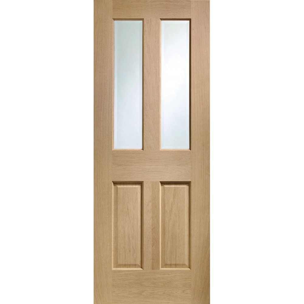 XL Joinery Malton Unfinished Oak 2 Light Clear Bevelled Glazed Internal Door