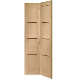 XL Joinery Shaker 4 Panel Unfinished Oak Internal Bi-fold Door