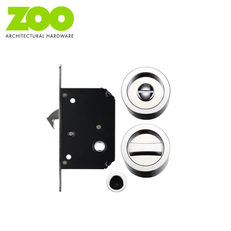 Zoo Hardware Bathroom Sliding Door Lock with Flush Edge Pull Handle PB