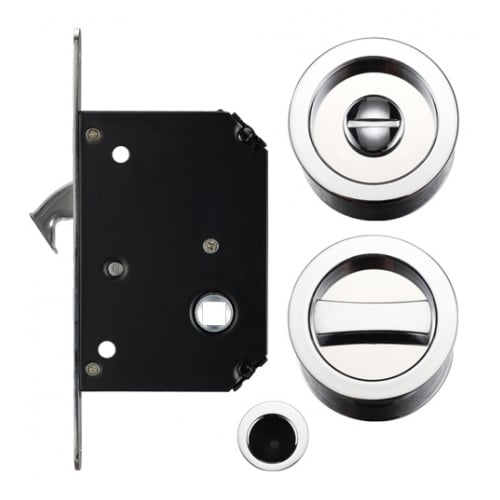 Zoo Hardware Bathroom Sliding Door Lock with Flush Edge Pull Handle SN ...